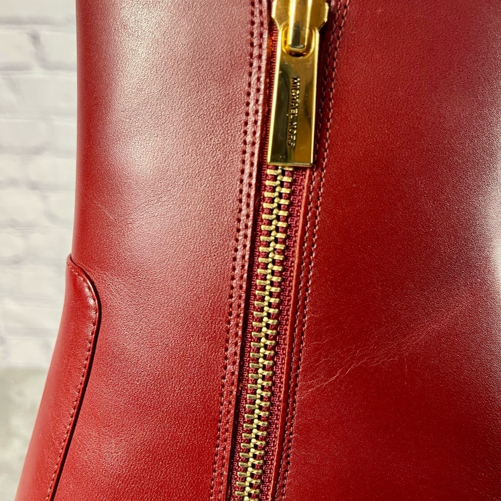 Brand New Michael Michael Kors Red Leather Rue Leather stiletto Booties 9M - Picture 7 of 14